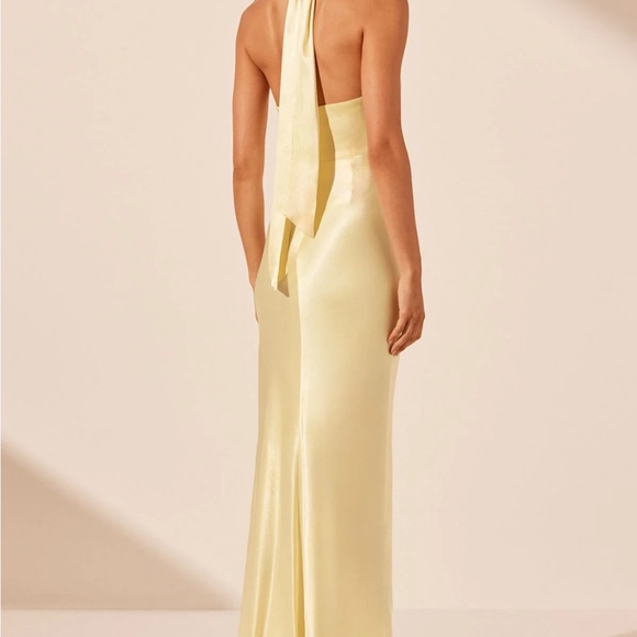 Shona Joy Yellow Silk Halter Gown - Picture 5 of 5